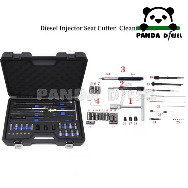 Conjunto completo de ferramentas duráveis para corte de sede de injetor diesel e limpeza e reparo, kit de 28 peças - fabricante