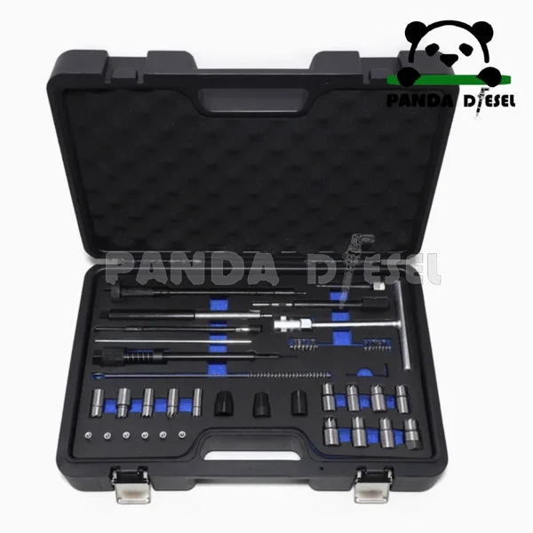 conjunto completo de ferramentas duráveis de corte e limpeza de sede de injetor diesel, kit de reparo de 28 peças, fornecedor