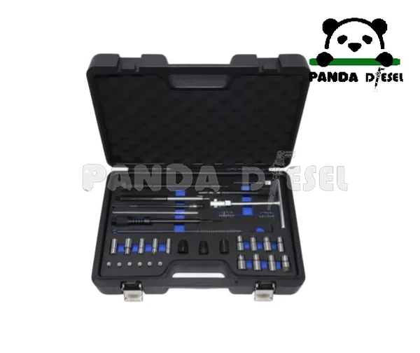 Kit Completo Durável de Cortador de Assento de Injetor Diesel e Ferramentas de Limpeza e Reparo, 28 peças